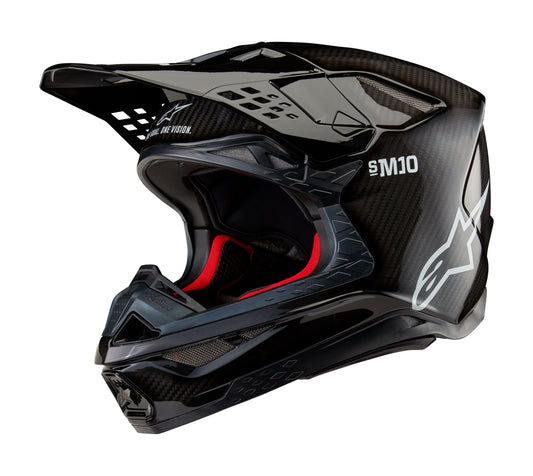 ALPINESTARS 2024 SUPERTECH M10 SOLID HELMET - BLACK GLOSSY CARBON