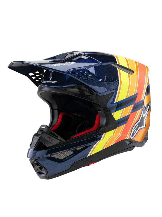 ALPINESTARS 2025 SUPERTECH M10 TLD EDITION HELMET - DARK BLUE ORANGE FLURO-YELLOW RED GLOSSY