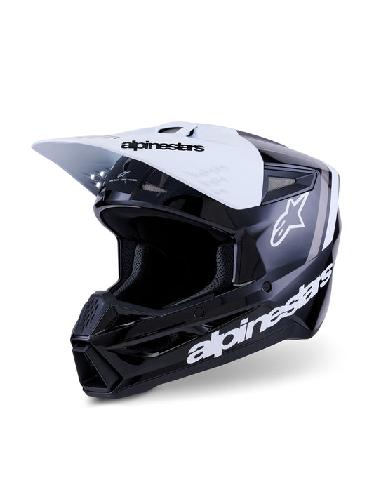 ALPINESTARS 2026 SM3 RADIUM HELMET - BLACK WHITE GREY GLOSSY