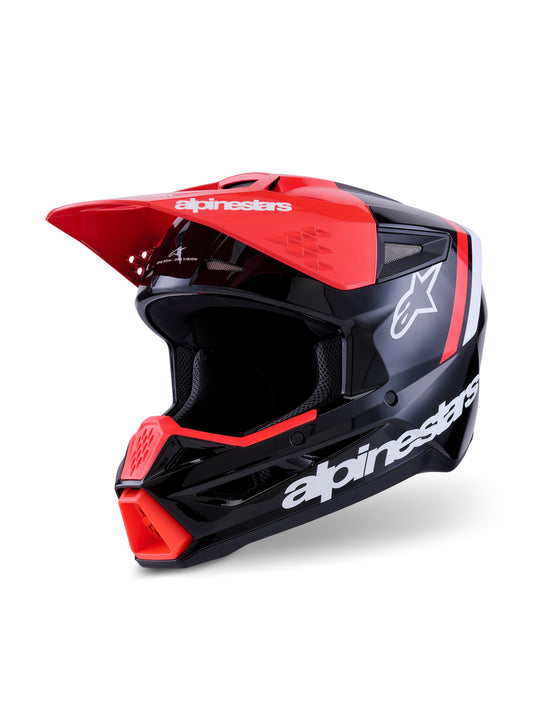 ALPINESTARS 2026 SM3 RADIUM HELMET - BLACK FLURO RED WHITE GLOSSY