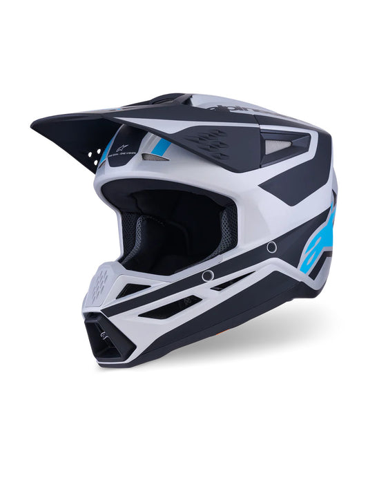 ALPINESTARS 2025 S-M3 HEAT HELMET - SILVER BLUE BLACK MATT