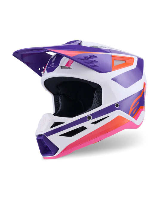 ALPINESTARS 2025 S-M3 HEAT HELMET - WHITE PURPLE PINK GLOSSY