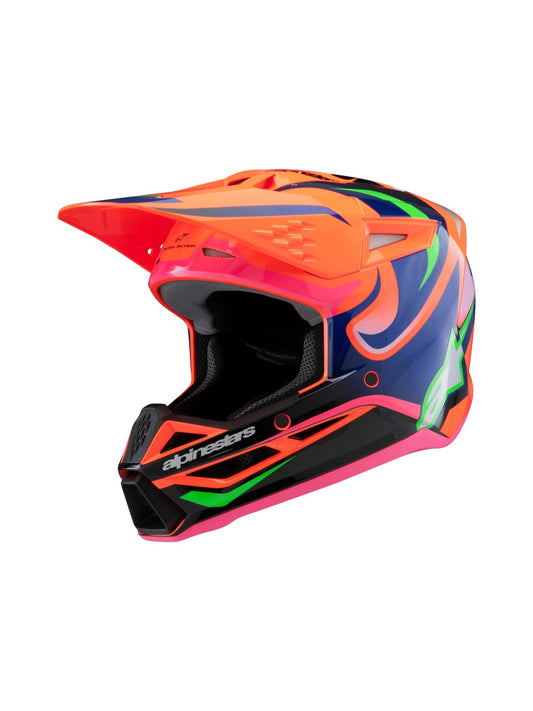 ALPINESTARS 2025 YOUTH SUPERTECH M3 DEEGAN HELMET - ORANGE FLUO PURPLE PINK FLUO GLOSSY