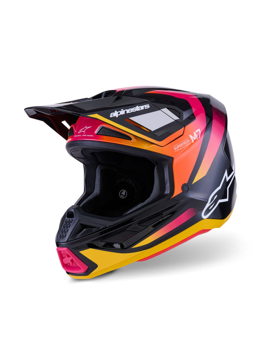 ALPINESTARS 2026 S-M7 RISE HELMET - BLACK YELLOW PINK GLOSSY