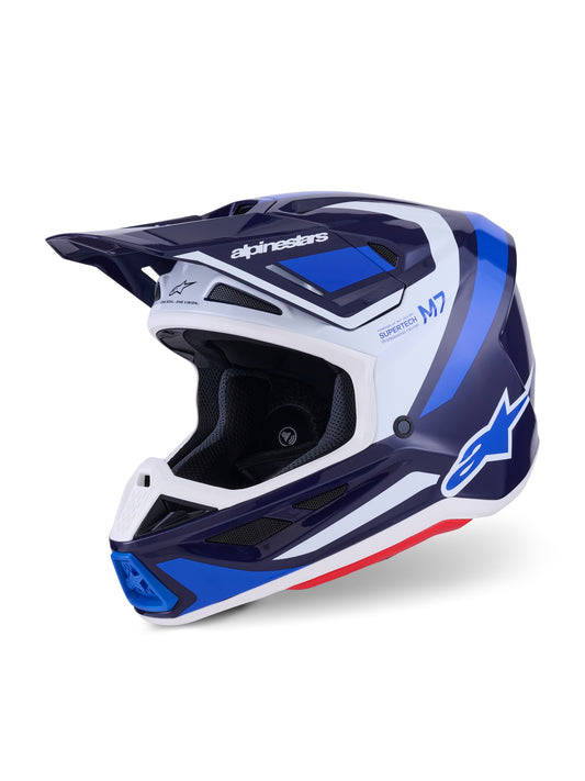ALPINESTARS 2026 S-M7 RISE HELMET - BLUE WHITE GLOSSY