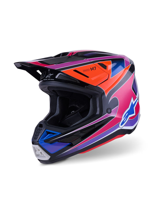 ALPINESTARS 2026 S-M7 FUSE HELMET - BLUE PURPLE PINK GLOSSY