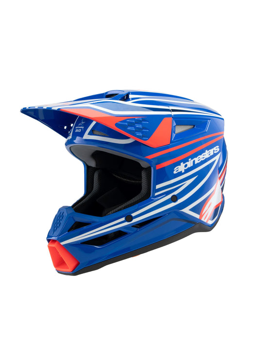 ALPINESTARS 2025 YOUTH SUPERTECH M3 WURX HELMET - BLUE RED WHITE BLACK GLOSSY