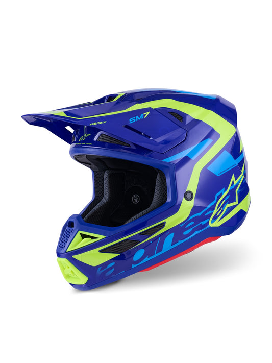 ALPINESTARS 2026 S-M7 DEED HELMET - BLUE YELLOW FLUO GLOSSY