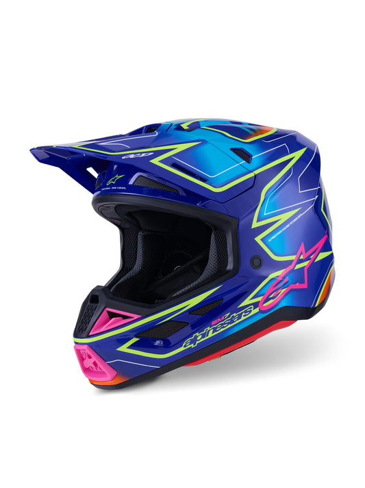 ALPINESTARS 2026 S-M7 CAST HELMET - BLUE PINK YELLOW FLUO GLOSSY