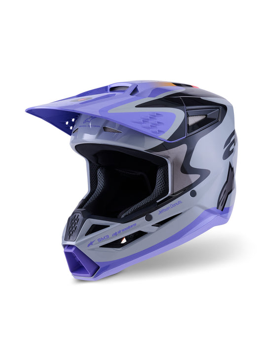 ALPINESTARS 2026 YOUTH SM3 JETTSON HELMET - GREY PURPLE BLACK GLOSSY
