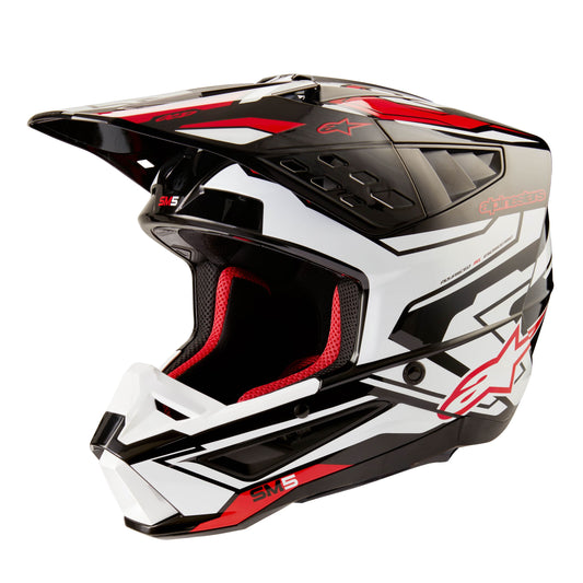 ALPINESTARS 2024 SUPERTECH M5 ACTION 2 HELMET - BLACK/WHITE/BRIGHT RED GLOSSY