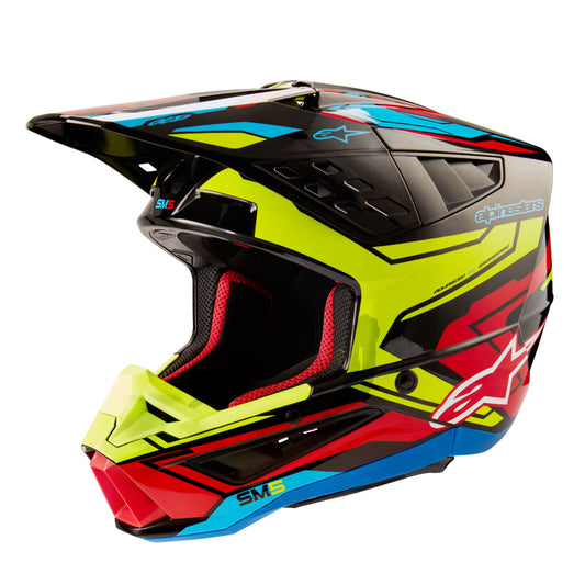 ALPINESTARS 2024 SUPERTECH M5 ACTION 2 HELMET - BLACK/YELLOW FLUO/BRIGHT RED GLOSSY