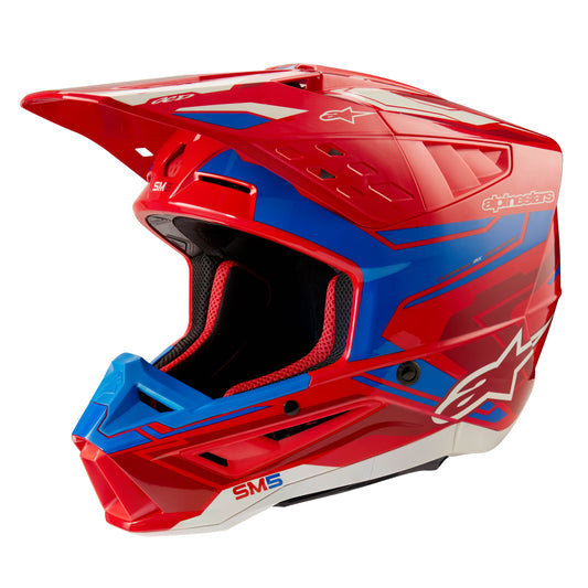 ALPINESTARS 2024 SUPERTECH M5 ACTION 2 HELMET - BRIGHT RED/BLUE GLOSSY