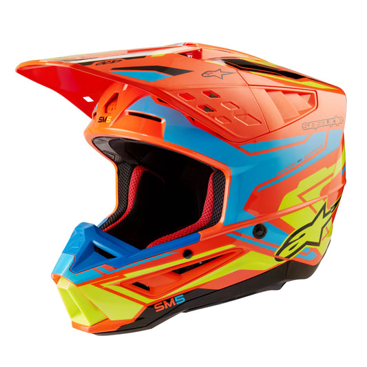 ALPINESTARS 2024 SUPERTECH M5 ACTION 2 HELMET - ORANGE FLUO/CYAN/YELLOW FLUO GLOSSY