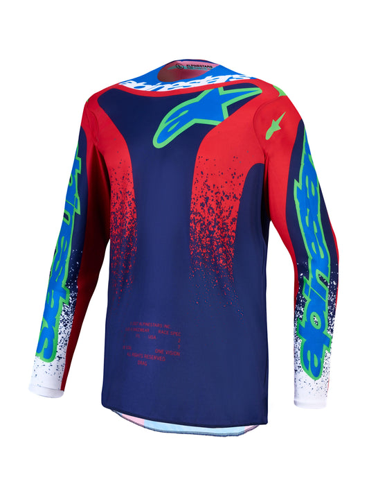 Alpinestars 2027 Fluid Drag Jersey - Blue Navy Fire Red White