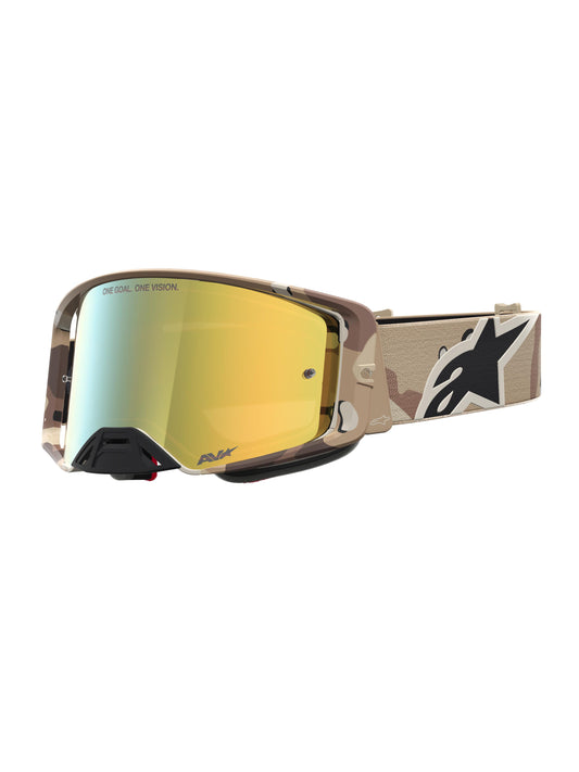 Alpinestars 2027 Supertech Lone Goggles - Camo Desert / Mirror Gold Lens