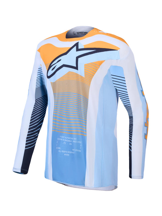 Alpinestars 2027 Techstar Maven Jersey - Dust Blue Tangerine Black