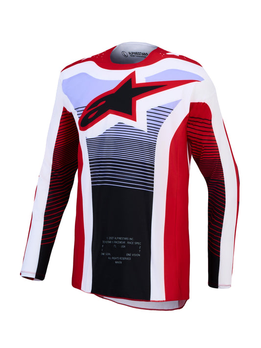 Alpinestars 2027 Techstar Maven Jersey - Fire Red White Lavender Black