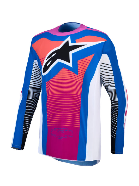 Alpinestars 2027 Techstar Maven Jersey - White Hot Coral Blithe Blue