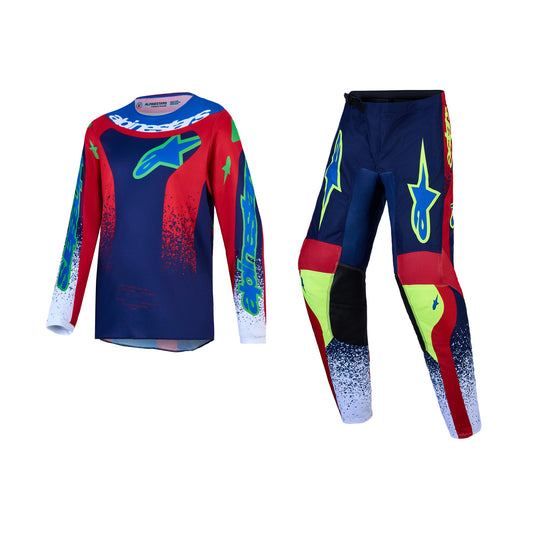 Alpinestars 2027 Youth Fluid Drag Gear Set - Blue Navy Fire Red White