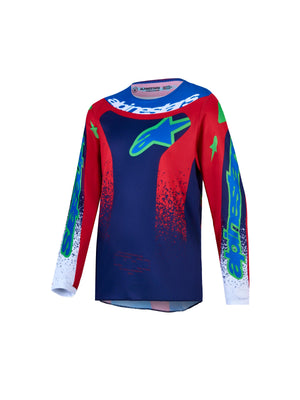 Alpinestars 2027 Youth Fluid Drag Jersey - Blue Navy Fire Red White