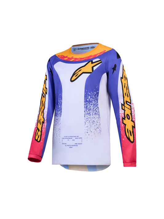 Alpinestars 2027 Youth Fluid Drag Jersey - Light Lilac Blue Iris Gold
