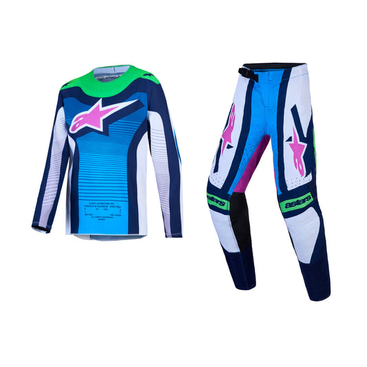 Alpinestars 2027 Youth Supertech Maven Gear Set - White Blithe Blue Green Fluo