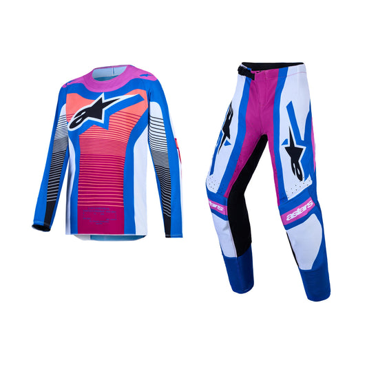 Alpinestars 2027 Youth Supertech Maven Gear Set - White Hot Coral Blithe Blue