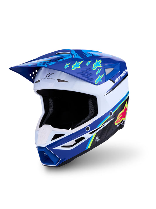 Alpinestars SM3 Falcon Helmet - Blue White Black Pink Fluo Yellow Fluo Glossy