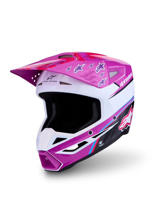 Alpinestars SM3 Falcon Helmet - Purple White Black Pink Fluo Glossy