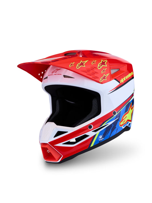 Alpinestars SM3 Falcon Helmet - Red Fluo White Blue Yellow Fluo Glossy