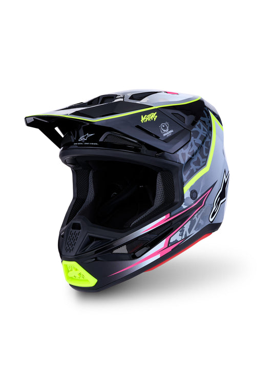 Alpinestars SM7 Blaster Helmet - Black Gray White Yellow Fluo Glossy