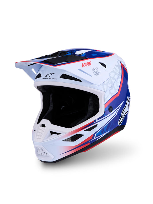 Alpinestars SM7 Blaster Helmet - White Blue Red Glossy
