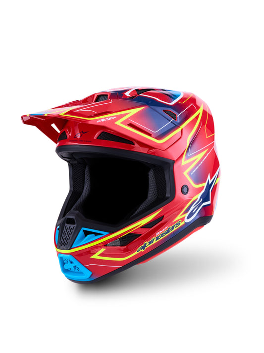 Alpinestars SM7 Cast Helmet - Red Yellow Fluo Blue Glossy