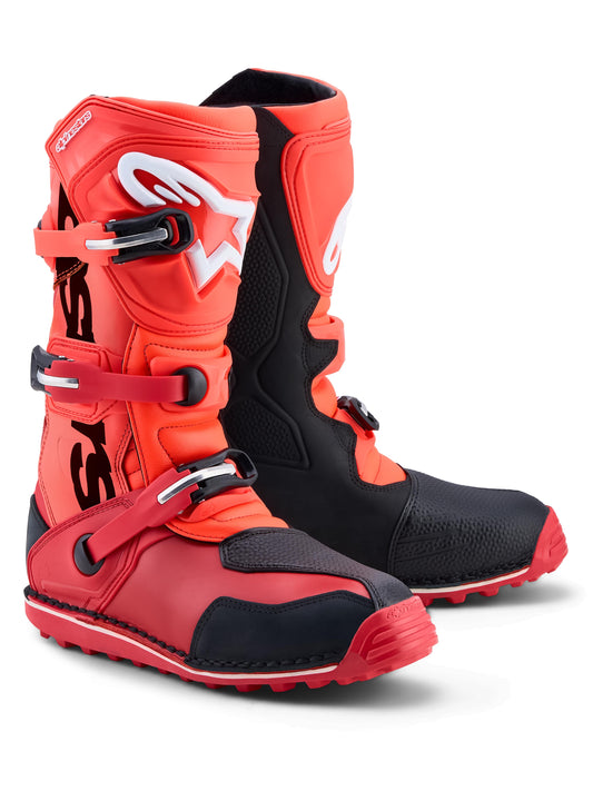 Alpinestars 2027 Tech T Trials Boots - Fluro Red Black Bright Red