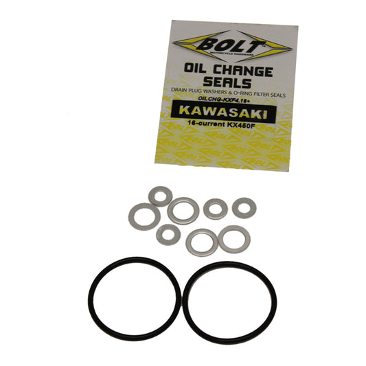 Bolt Oil Change Kit Kawasaki KX450F \'16-Up - O-Rings & Crush Washers