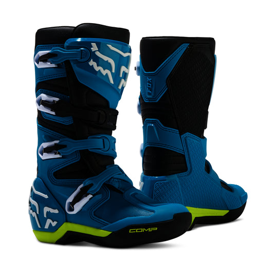 FOX YOUTH COMP BOOTS - BLUE/YELLOW