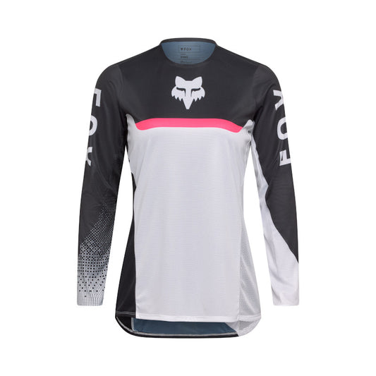 FOX 2026 WOMENS FLEXAIR FRACTURE JERSEY - WHITE/BLACK