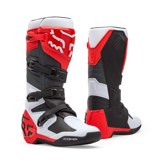 FOX COMP BOOTS - WHITE/FLO RED