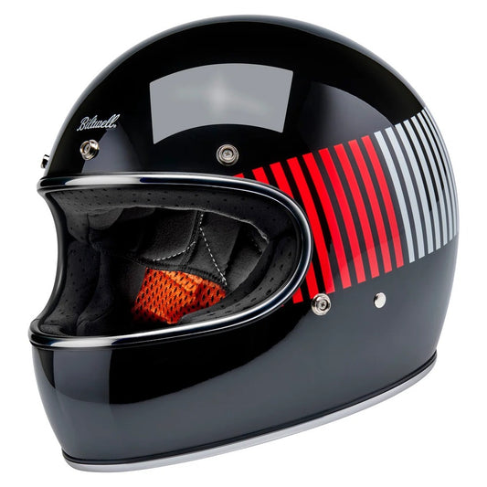 Biltwell Gringo ECE 22.06 Helmet -  Gloss Black Red/White/Blue Raceflow