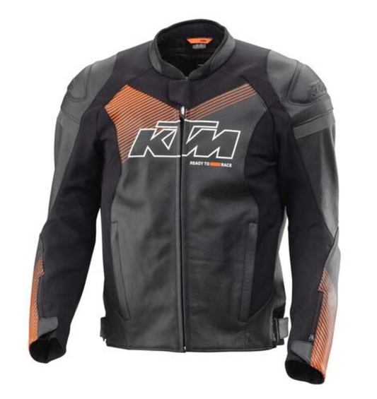 KTM Tension V2 Leather Jacket - Orange/Black