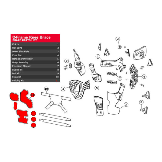 LEATT PADDING KIT COMPLETE C-FRAME CARBON PAIR