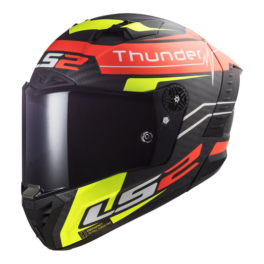 LS2 FF805C THUNDER CARBON HELMET - MATTE RED/HI-VIS YELLOW