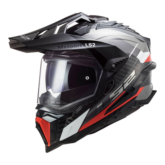 LS2 MX701 EXPLRER CARBON FRONTIER HELMET - TITANIUM/RED