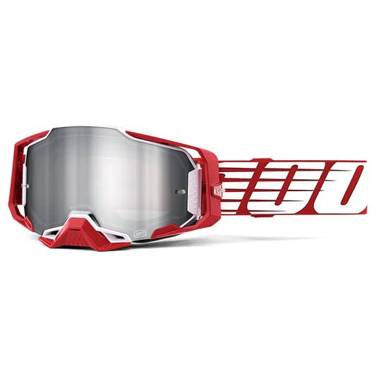 100% Armega Goggles - Oversized Deep Red (Flash Silver Lens)