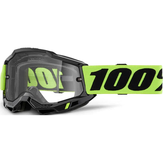 100% Accuri 2 Enduro Moto Goggles - Neon Yellow (Clear)