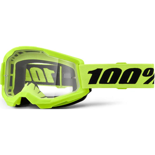 100% Strata 2 Goggles - Neon Yellow (Clear Lens)