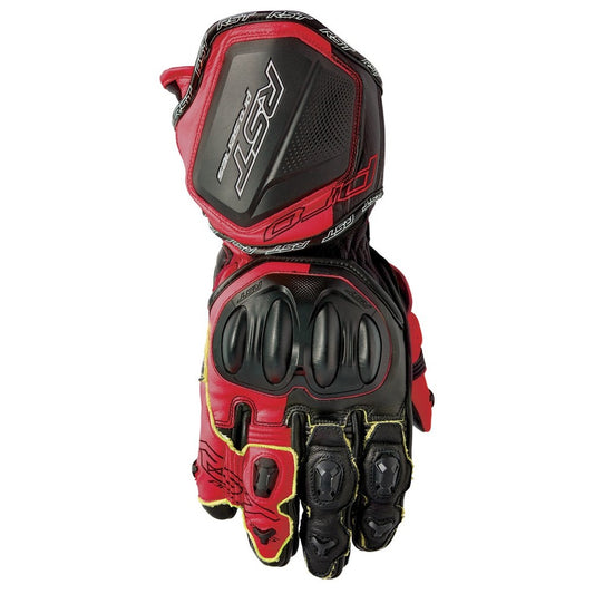 RST Pro Series GP D3O CE Kangaroo Race Gloves - Black / Red