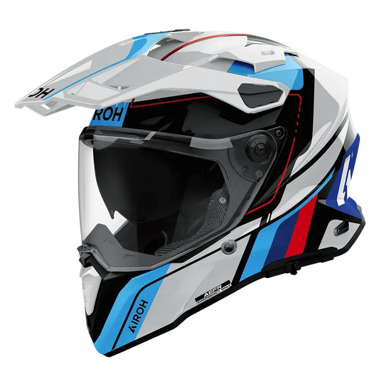 Airoh Commander 2 'Skip' Helmet - White / Red / Blue Gloss view 1 - sold by Cully's Yamaha