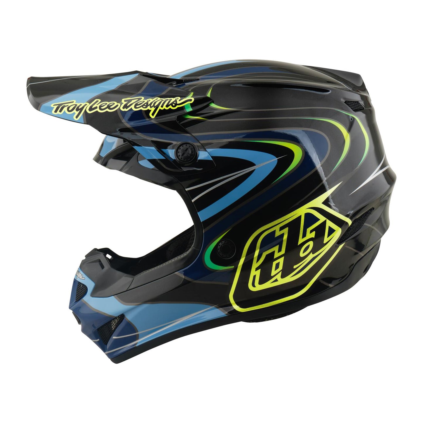 Troy Lee Designs 26.2 Youth SE4 GP Pro MIPS Helmet - Pulse Black / Flo Yellow